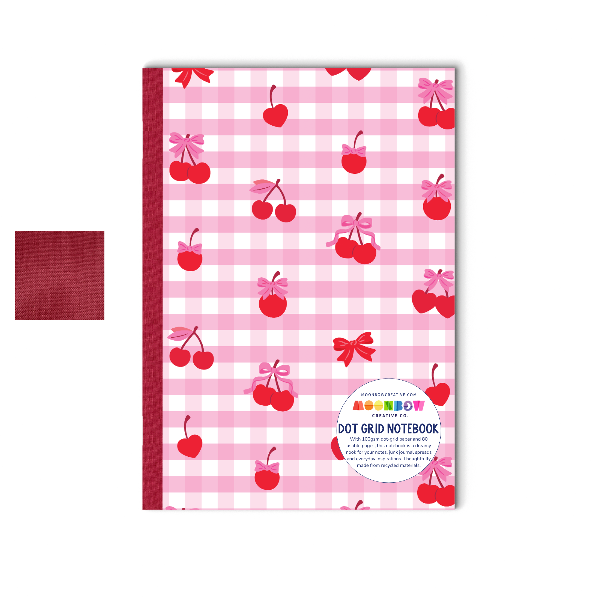 Dot Grid Notebook Cherry Gingham