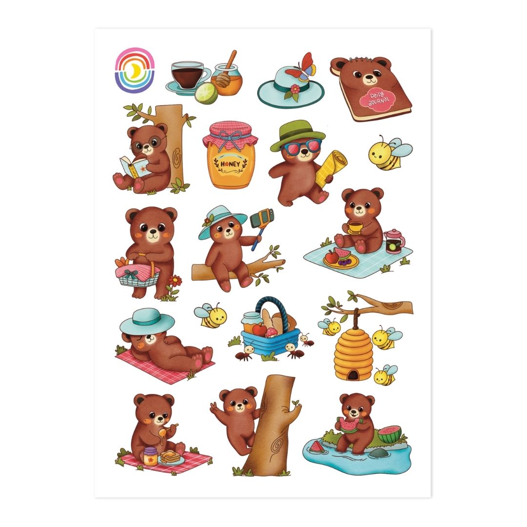 Teddy's Picnic A6 Sticker Sheet