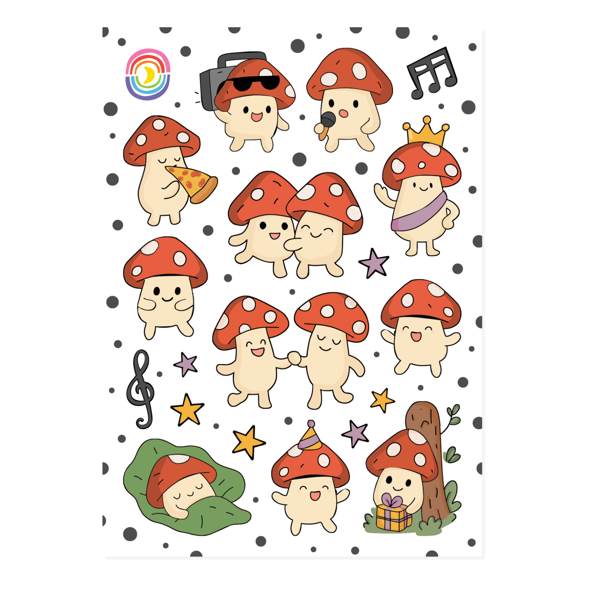 Mushroom Party Hologram Sticker Sheet