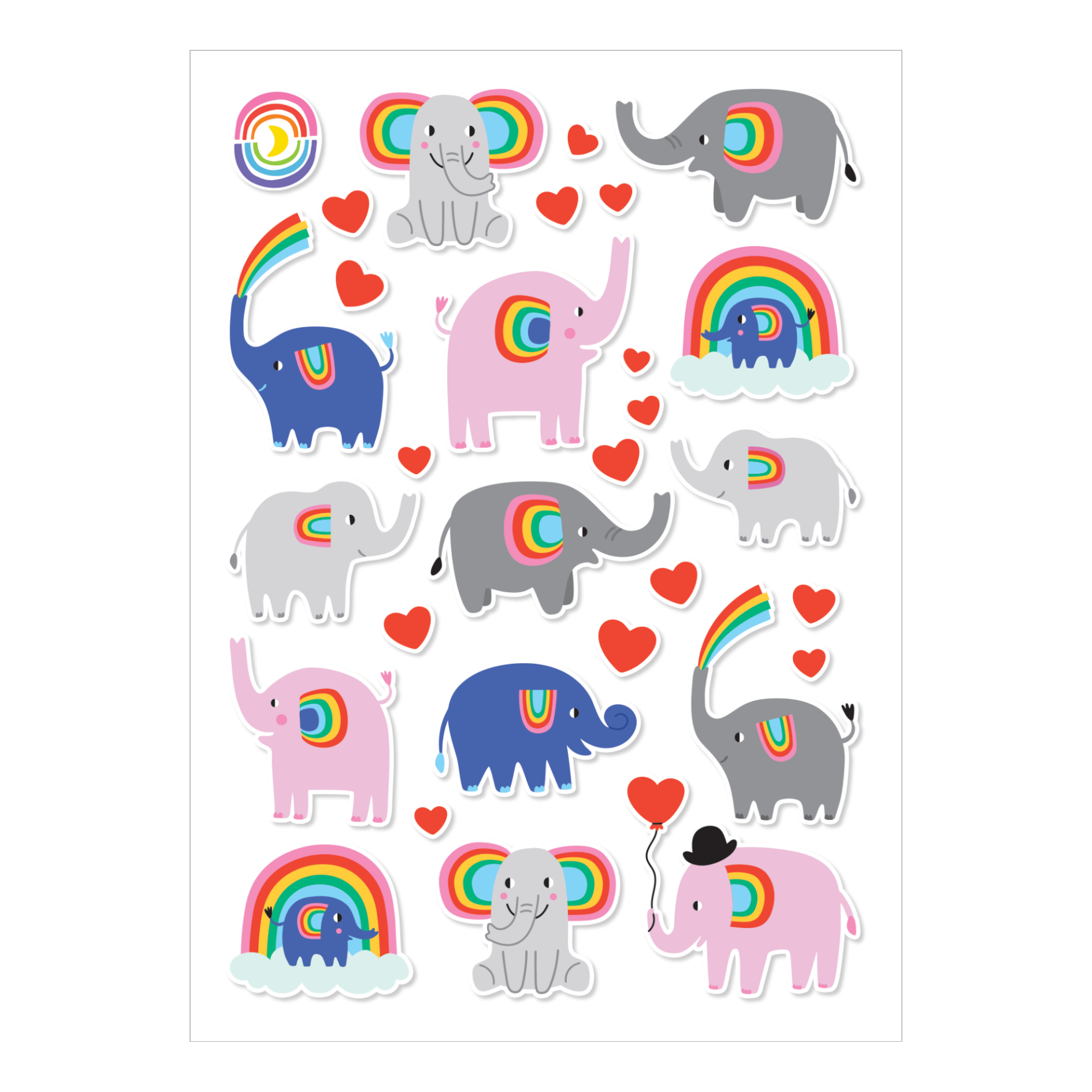 Rainbow Elephants Sticker Sheet