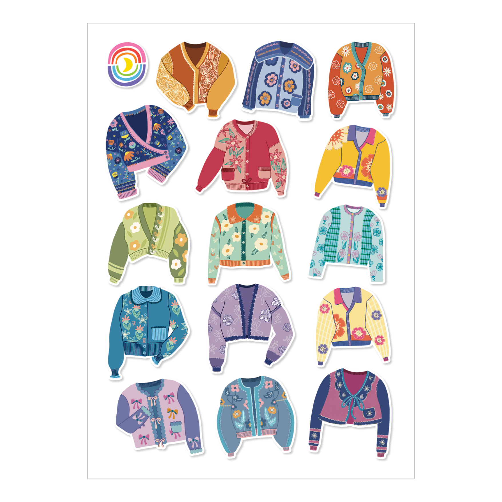 Retro Cardis Sticker Sheet