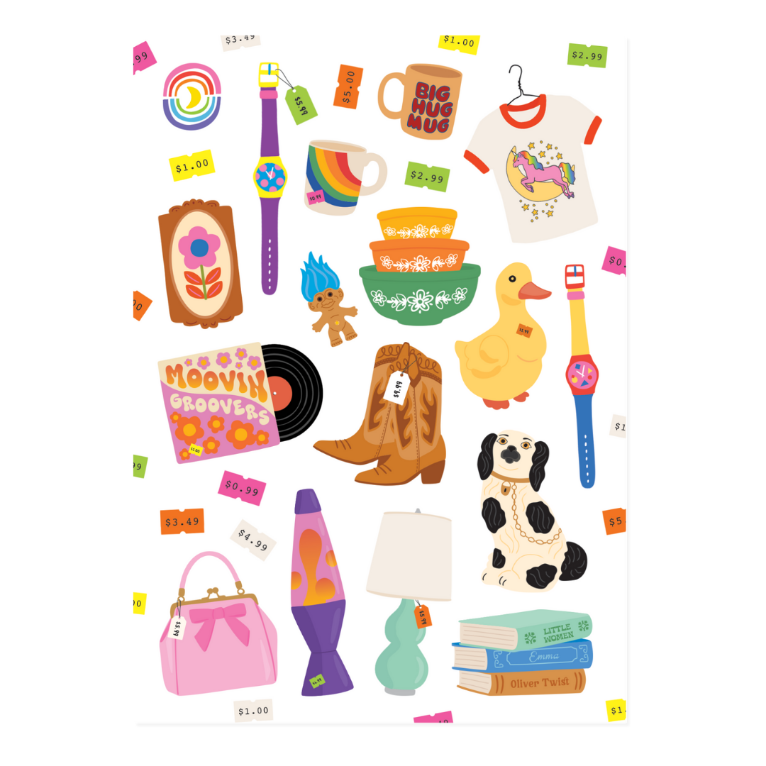 Thrifty Finds Sticker Sheet