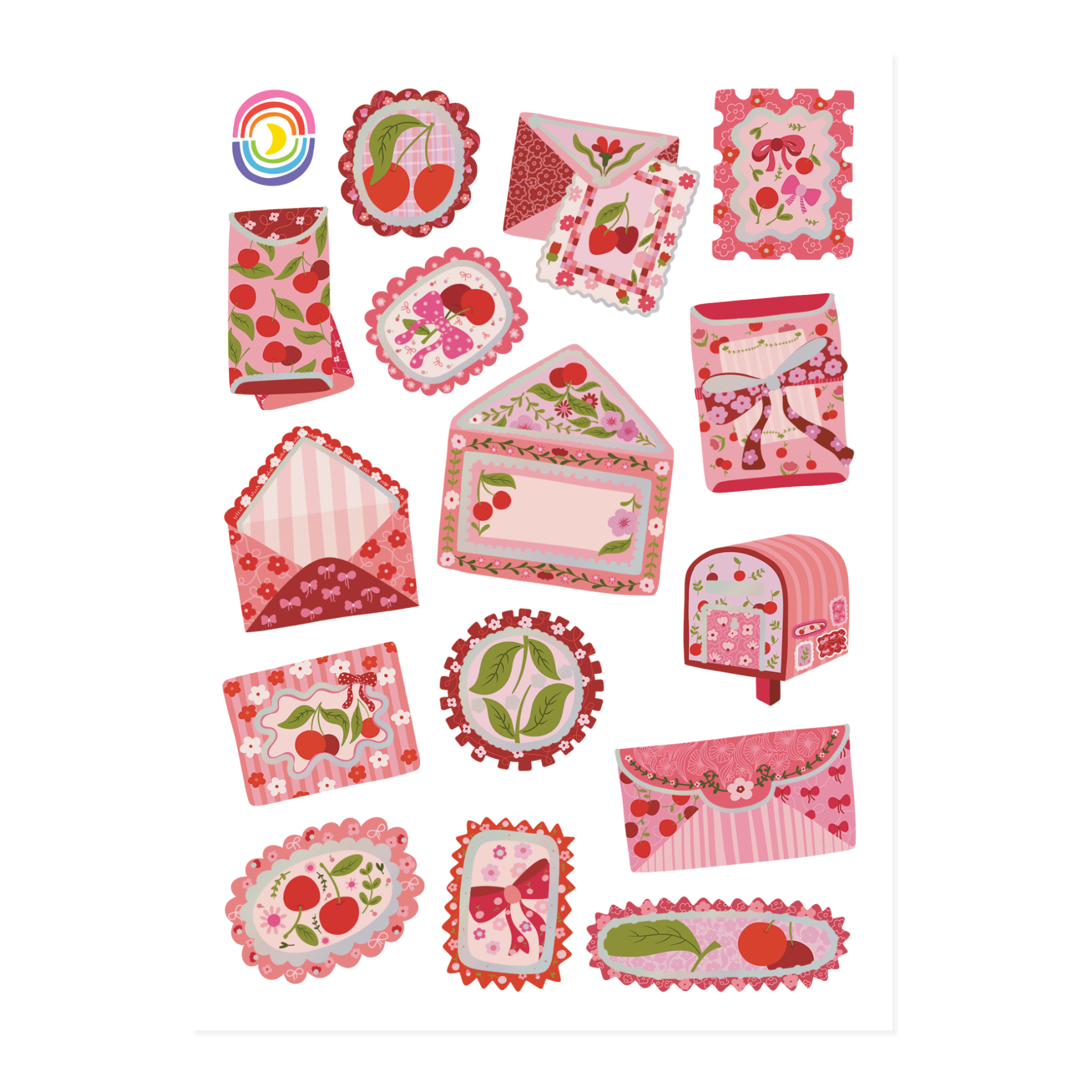 Vintage Cherry Mail Foil Sticker Sheet