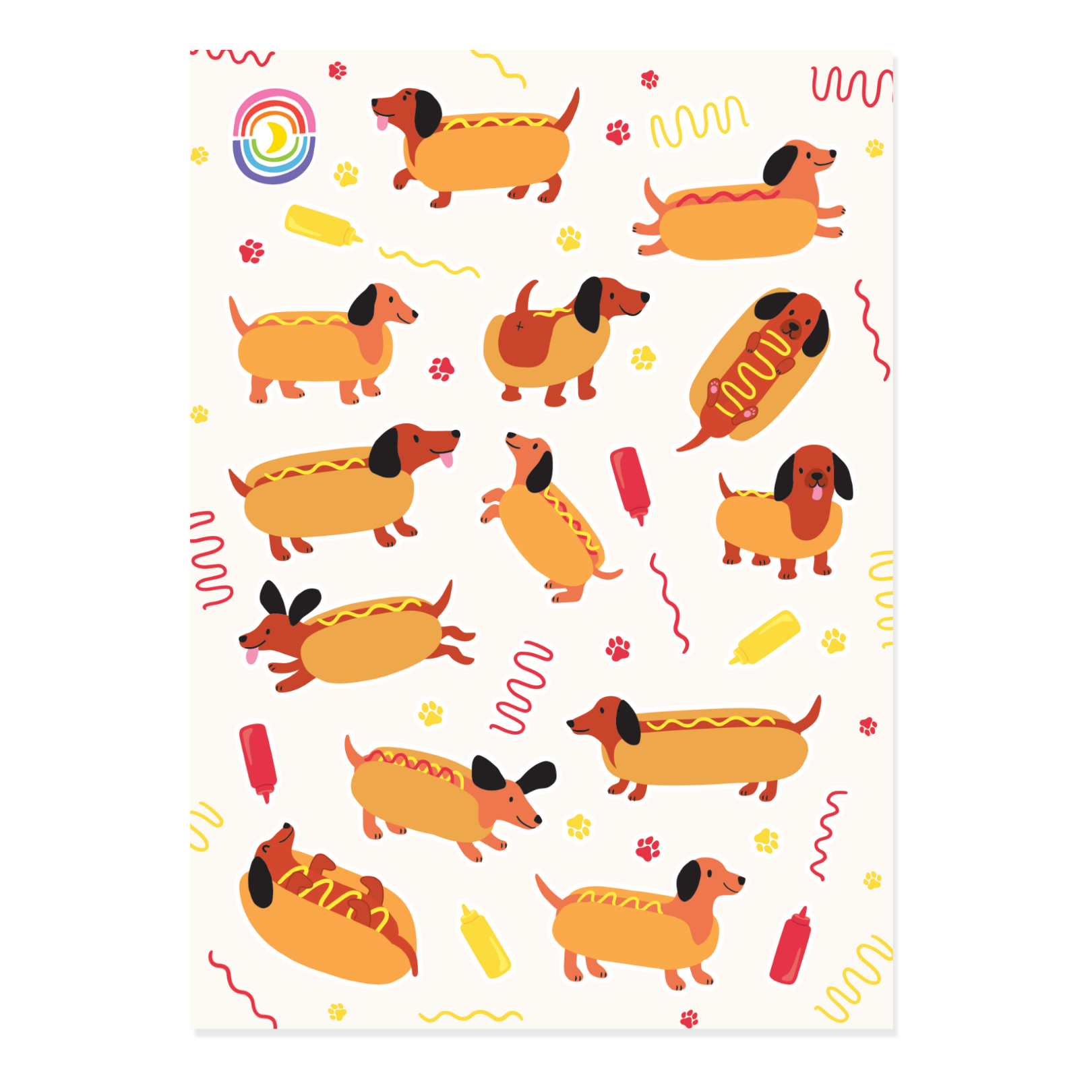 Weenie Dog Bites Sticker Sheet