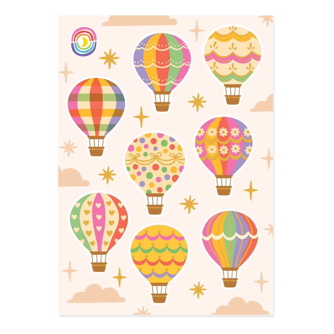 Dainty Air Balloons A6 Gold Foil Sticker Sheet