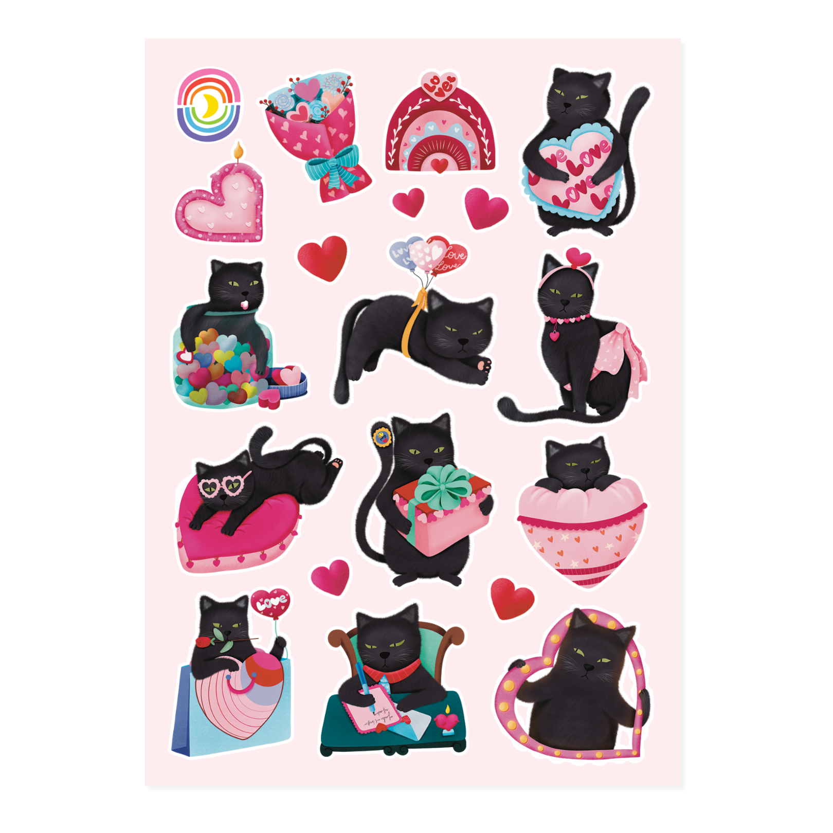Cat Unvalentines Sticker Sheet