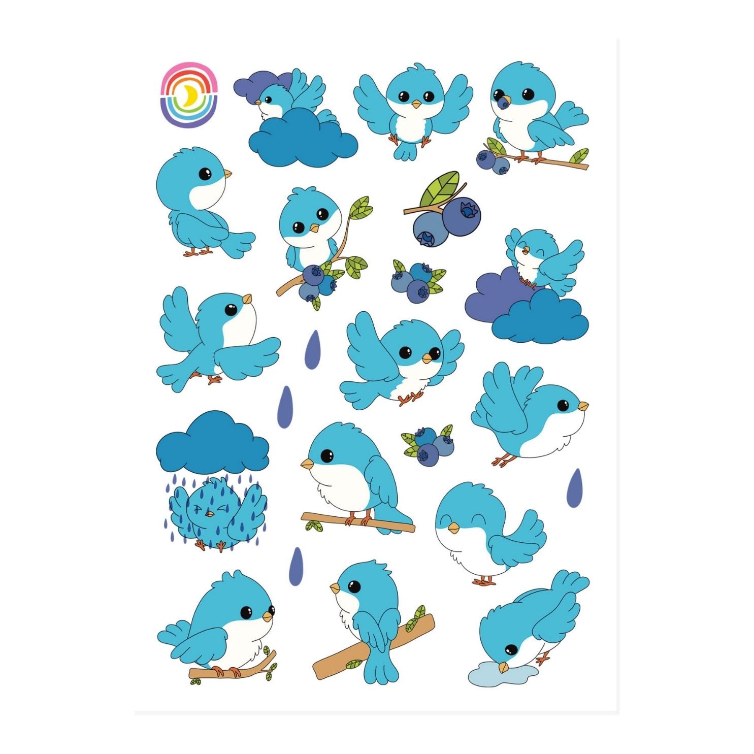 Chibi Tweets A6 Frosted Glitter Sticker Sheet