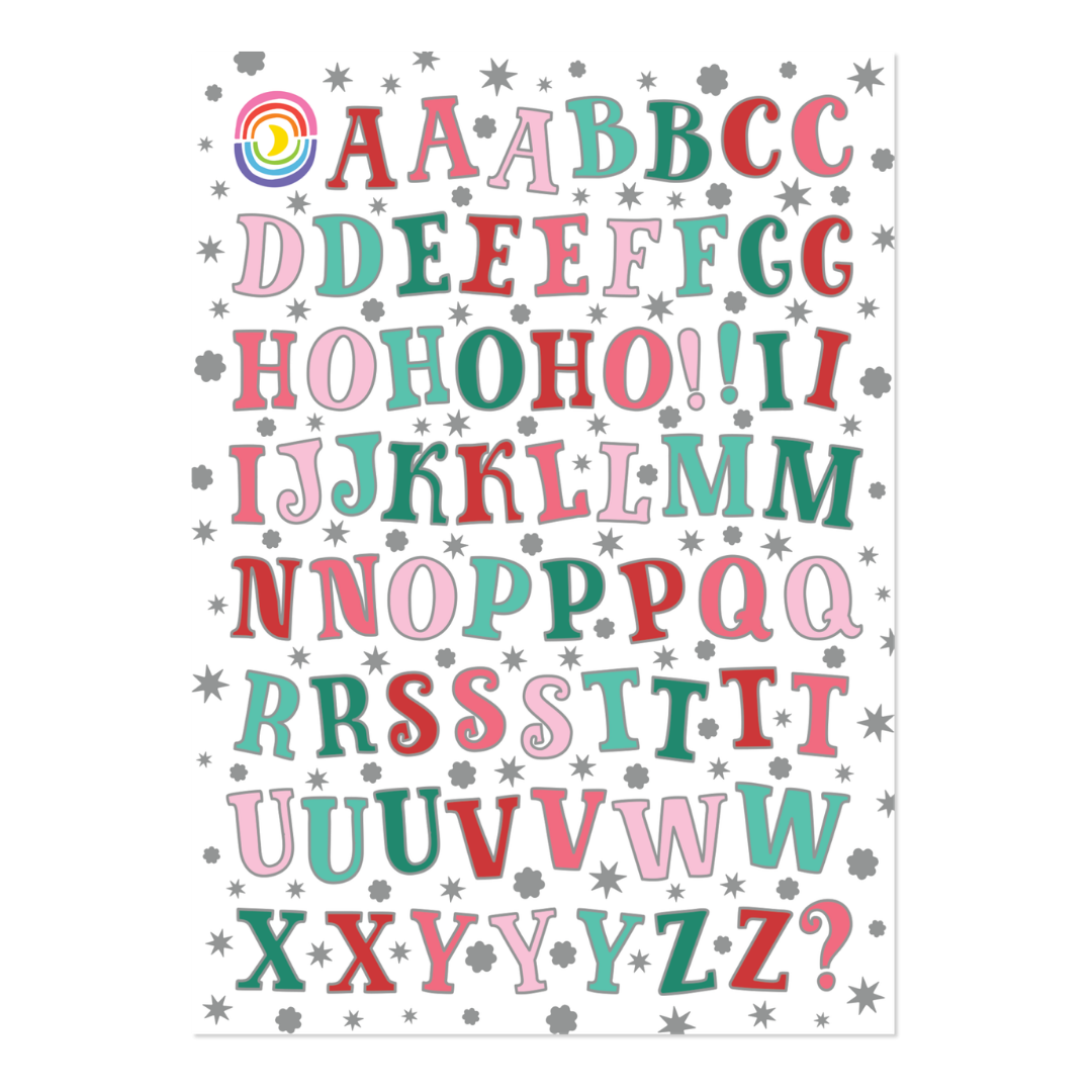 Festive Alpha Rainbow Foil Sticker Sheet