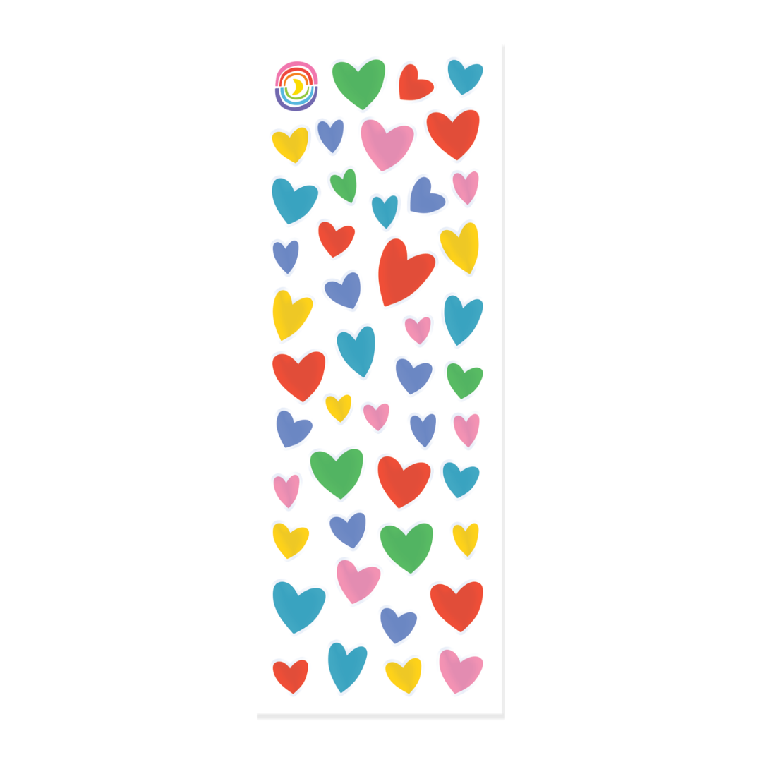 Color Hearts Rainbow Foil Strip Sticker Sheet