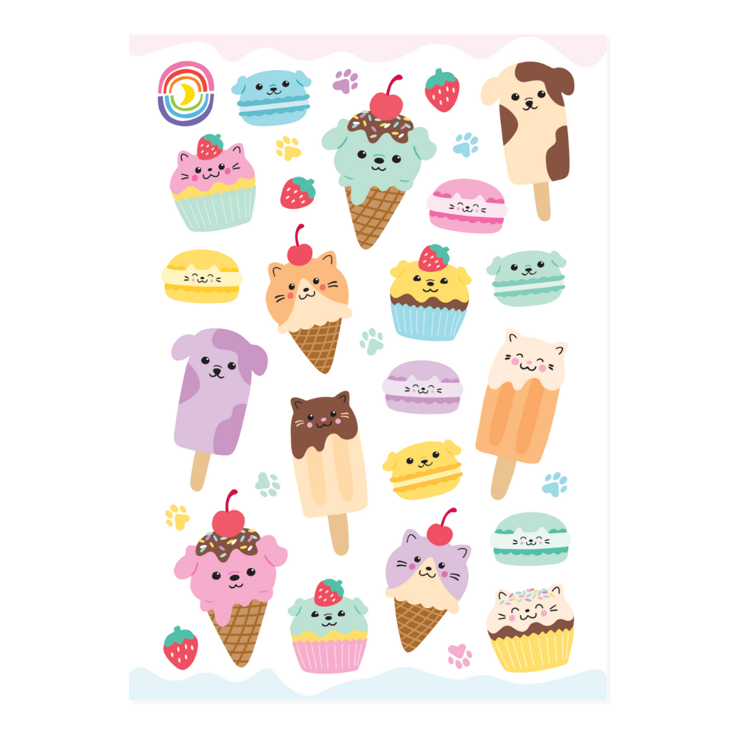 Sweet Cat 'n' Dog Bites Sticker Sheet
