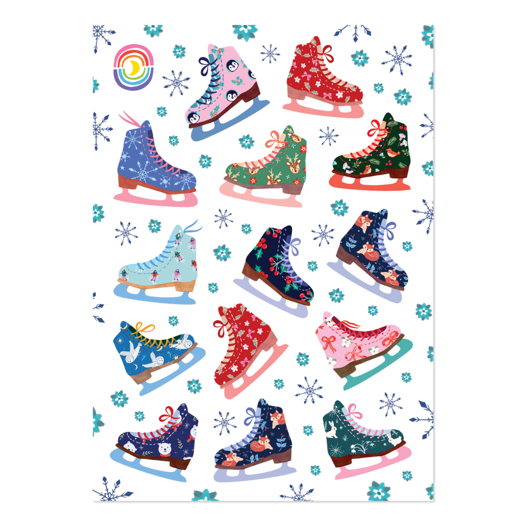 Seasonal Ice Skates Hologram Sticker Sheet