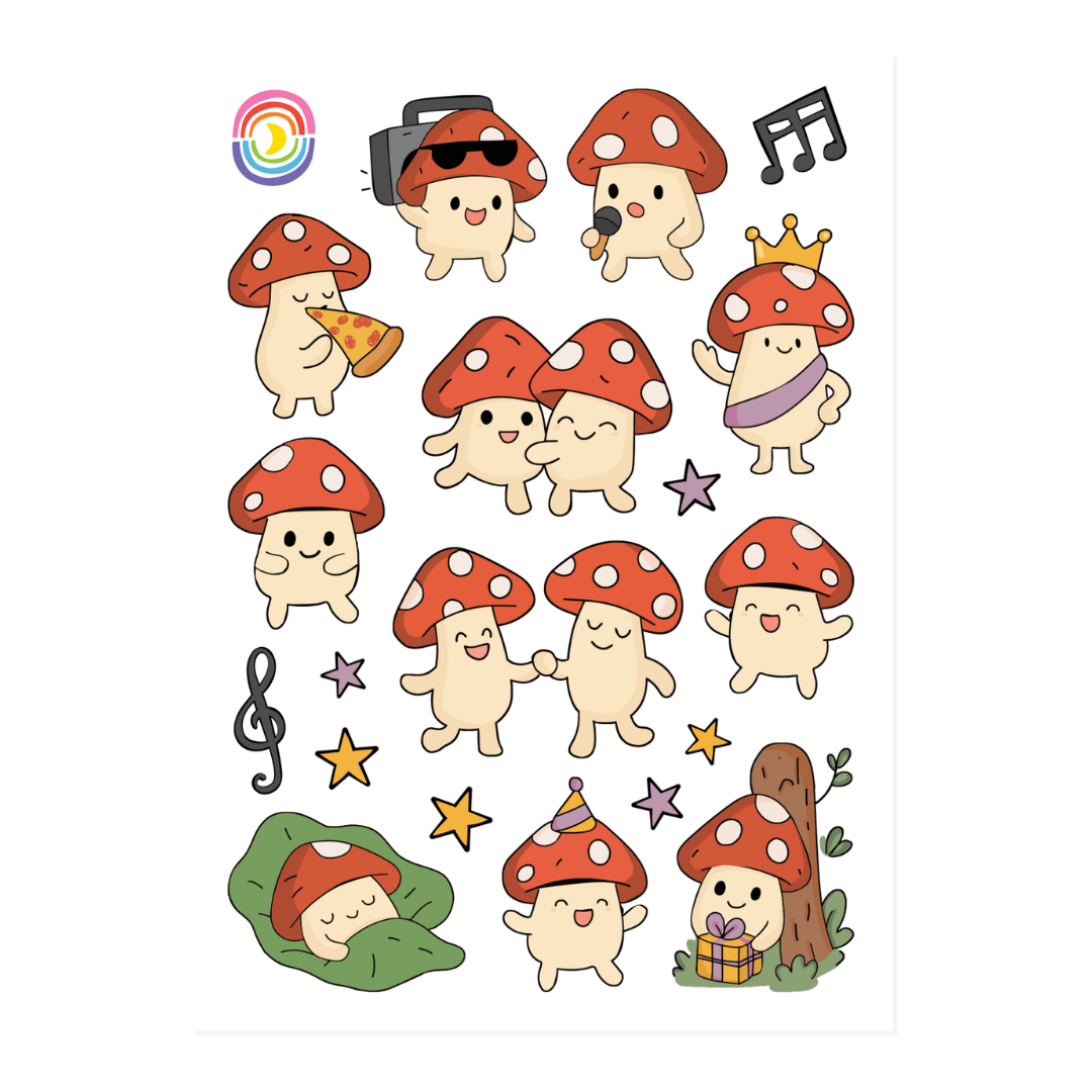 Mushroom Party Hologram Sticker Sheet
