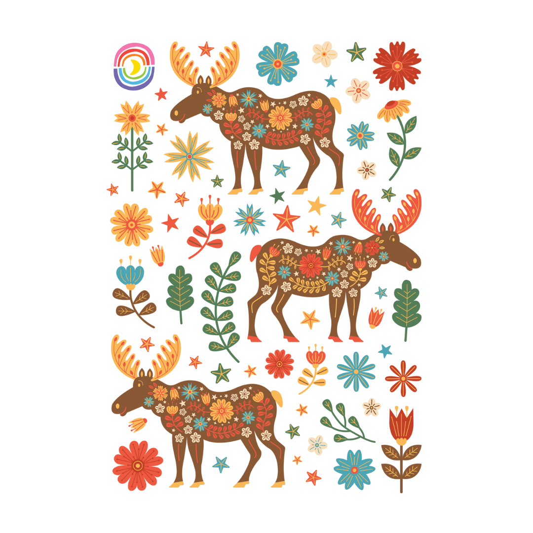 Nordic Moose Sticker Sheet