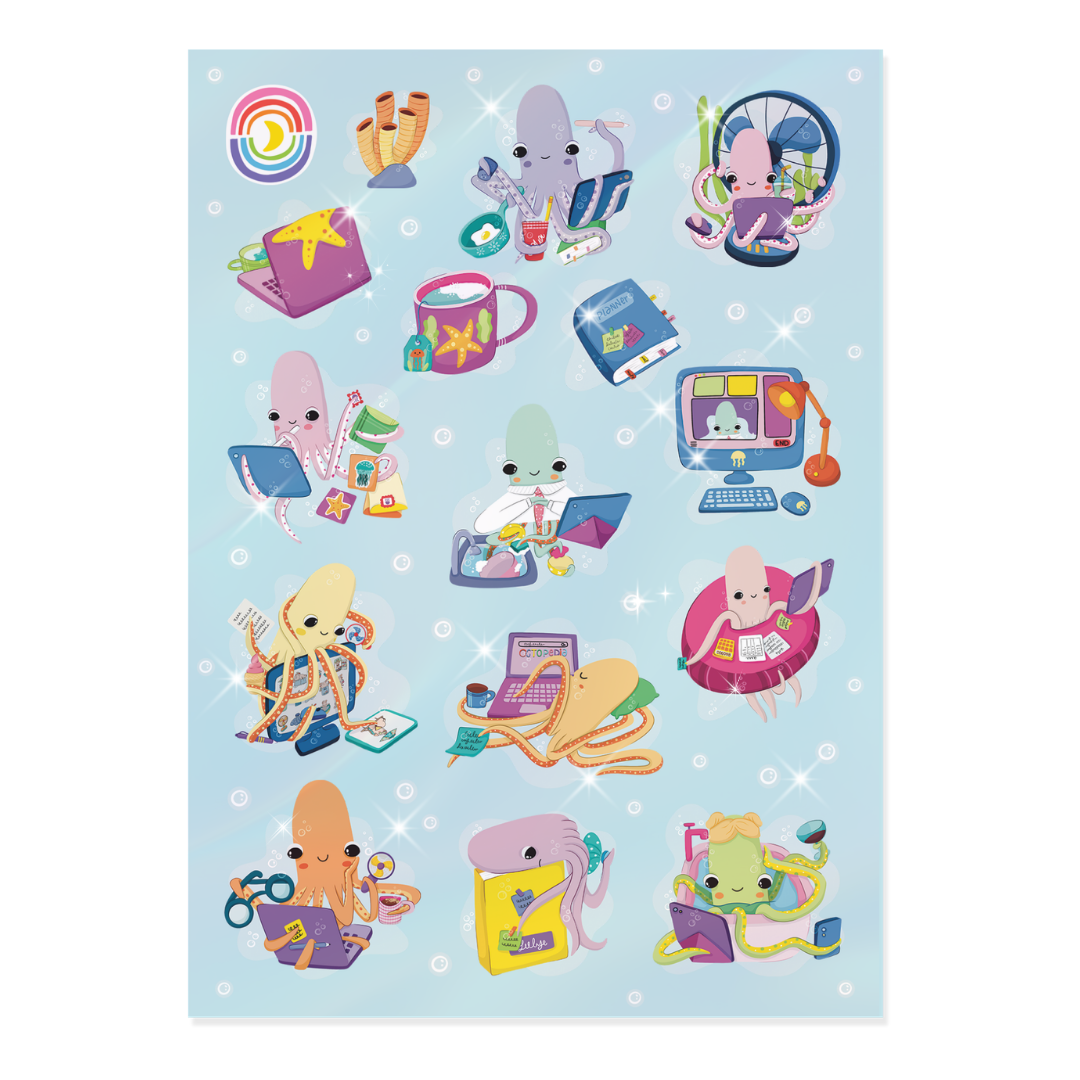 Octopus Overtime Hologram Sticker Sheet