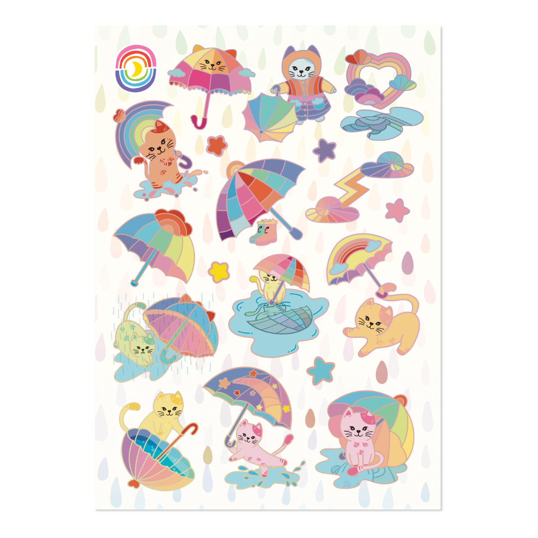 Pawing Rain Hologram Sticker Sheet