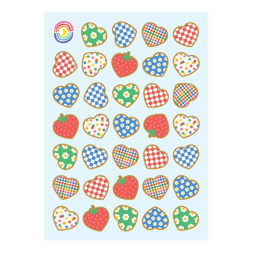 Picnic Hearts Gold Hologram Foil Sticker Sheet