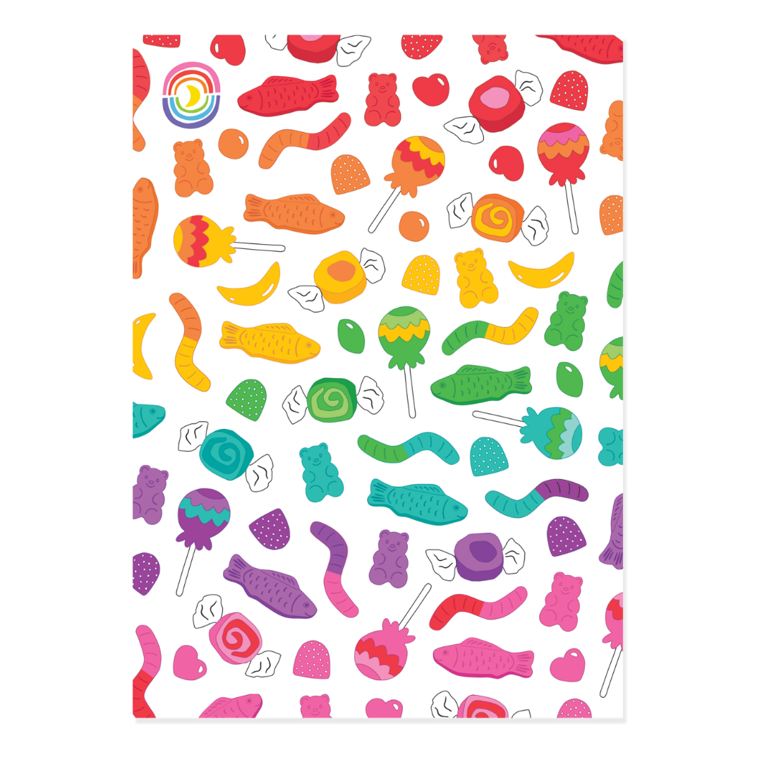 Rainbow Candy A6 Hologram Sticker Sheet