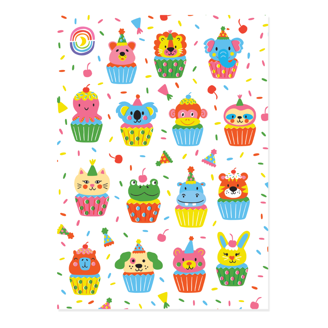 Animal Cupcakes Sticker Sheet