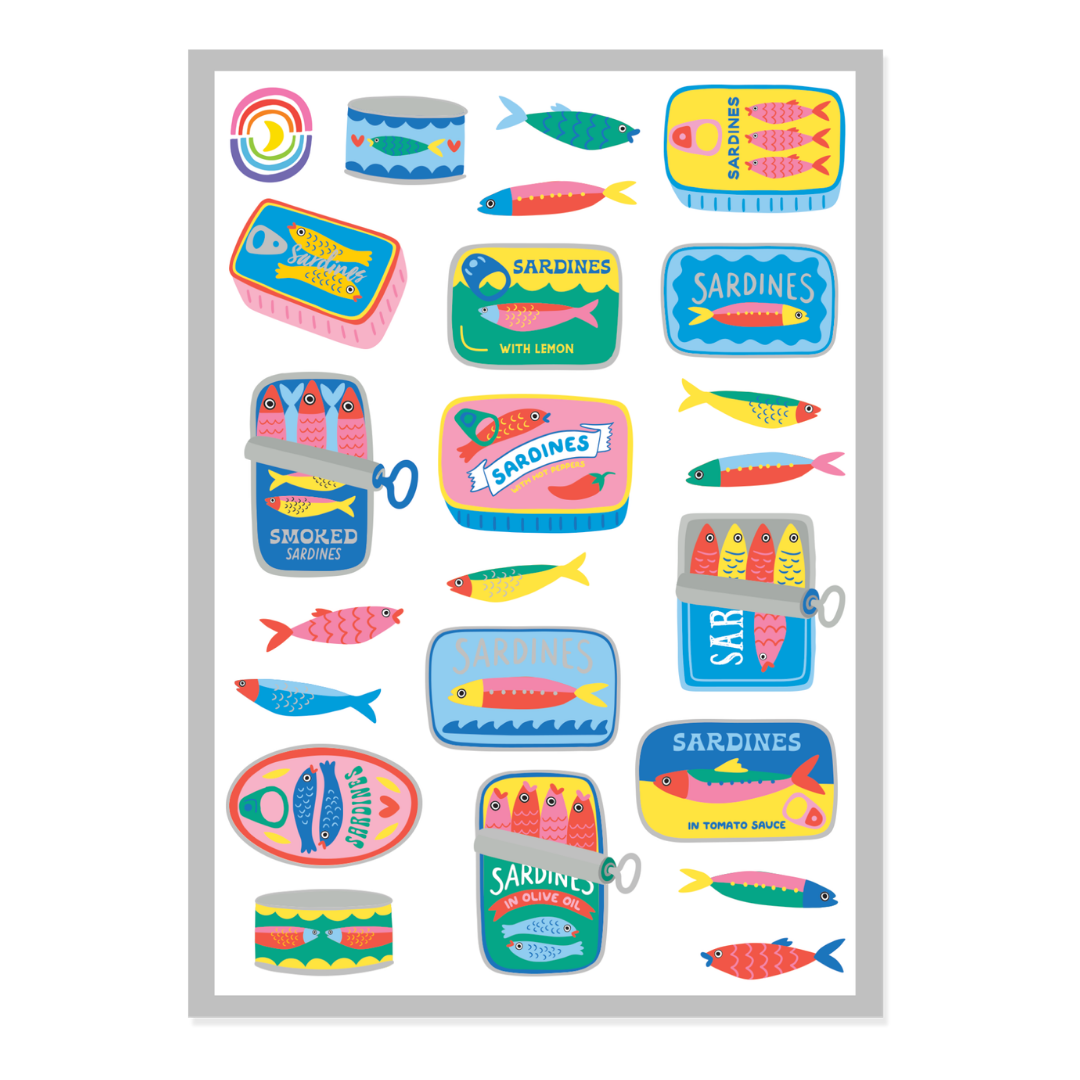 Sardines Society A6 Foil Sticker Sheet