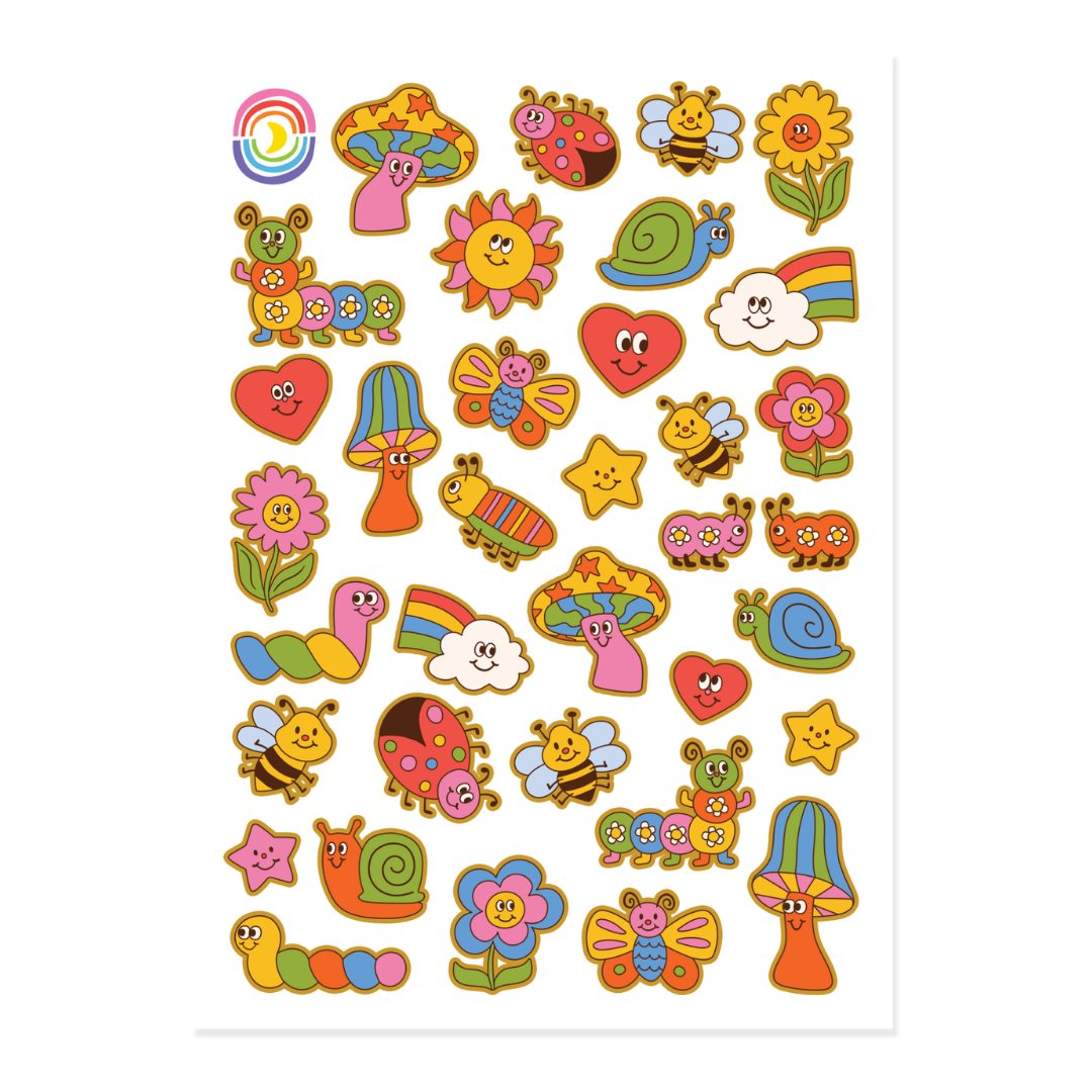Retro Bug Club Gold Foil Sticker Sheet