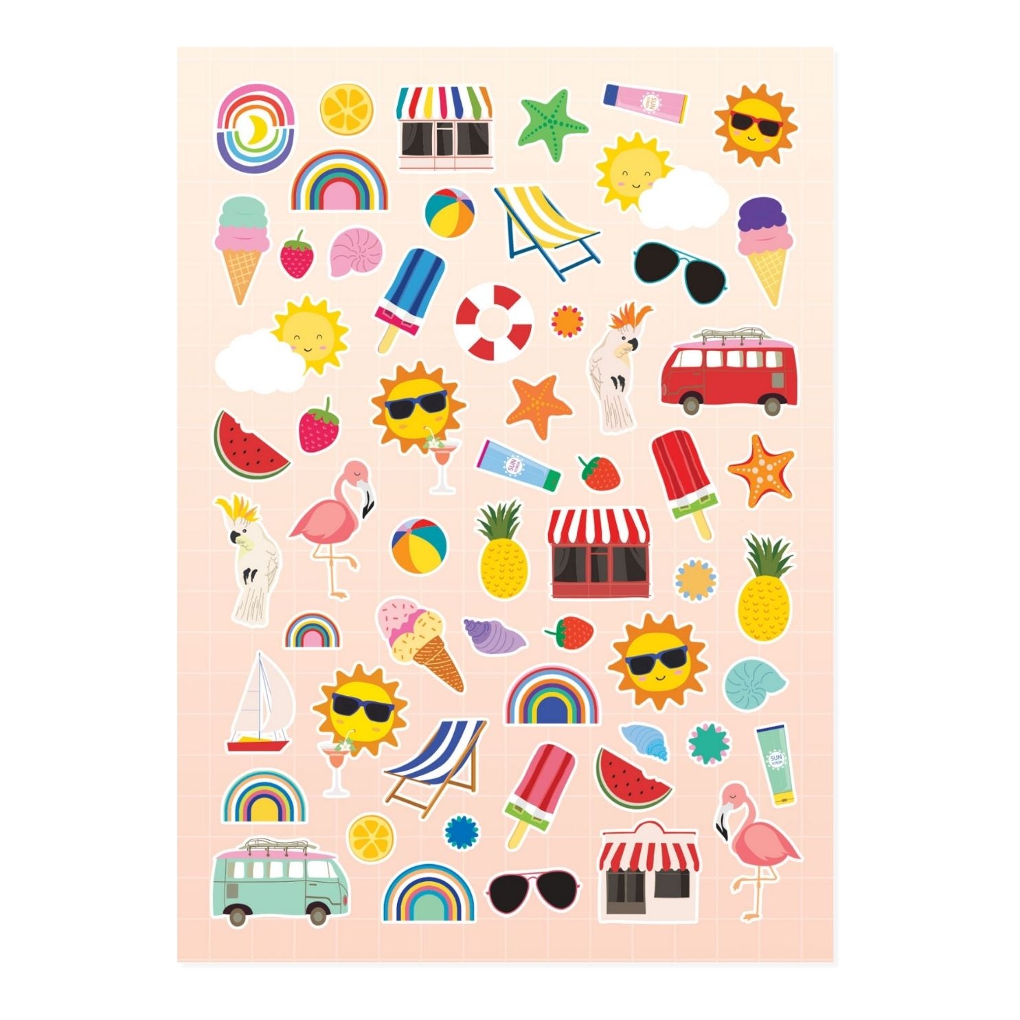 Sweet Summer Icons Glitter Sticker Sheet