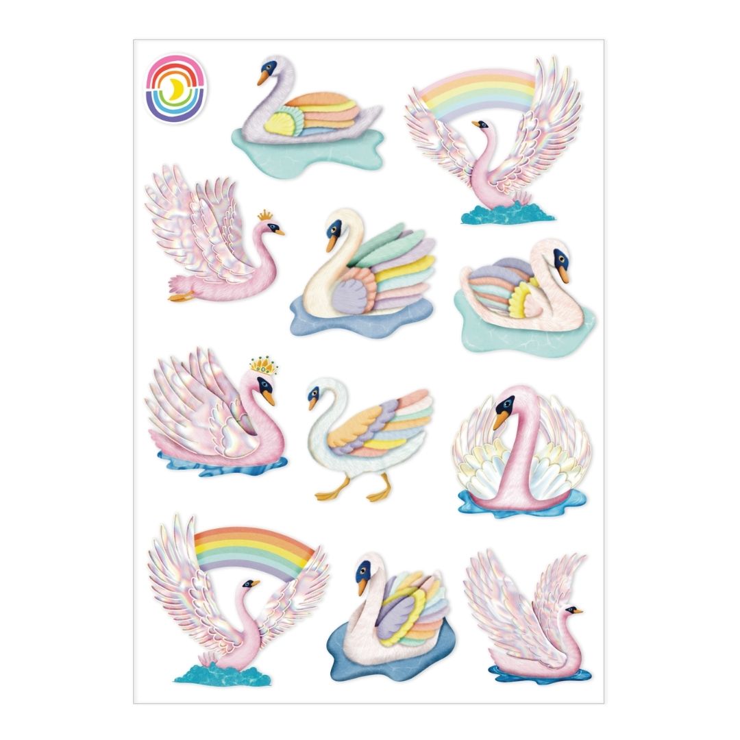 Iridescent Swans A6 Hologram Sticker Sheet