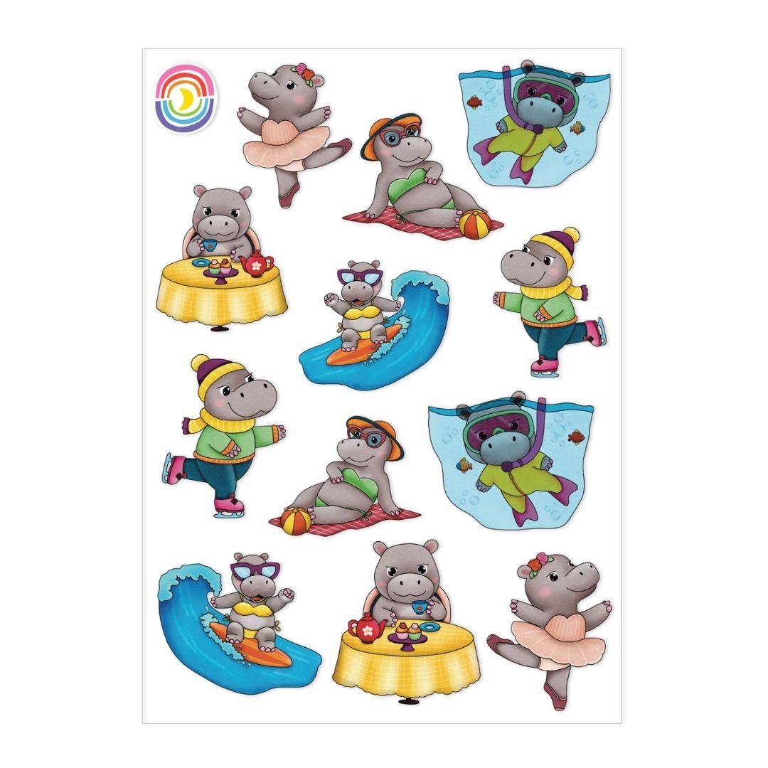 Dainty Hippos A6 Sticker Sheet