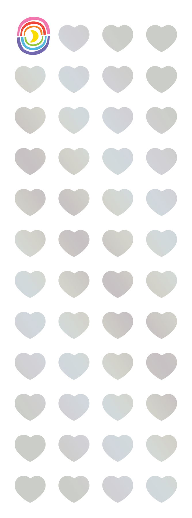 Rainbow Hologram Hearts Strip Sticker Sheet