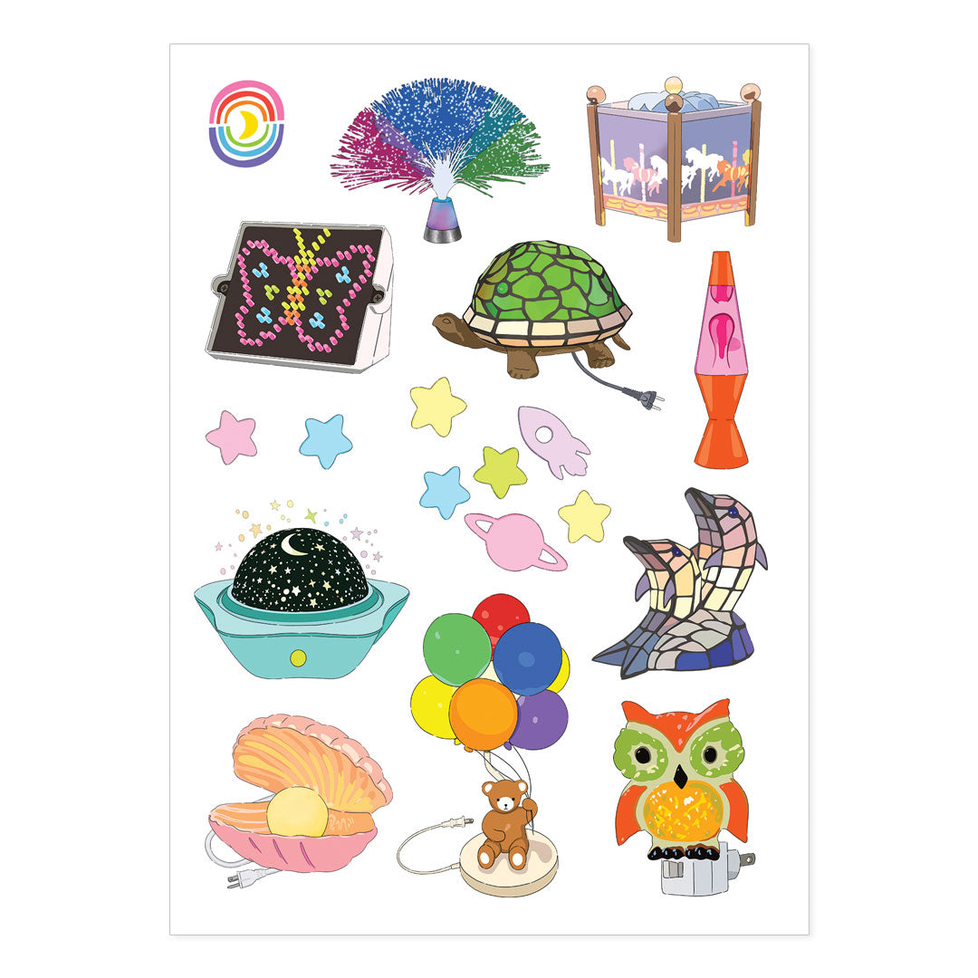 Retro Night Lights A6 Hologram Sticker Sheet