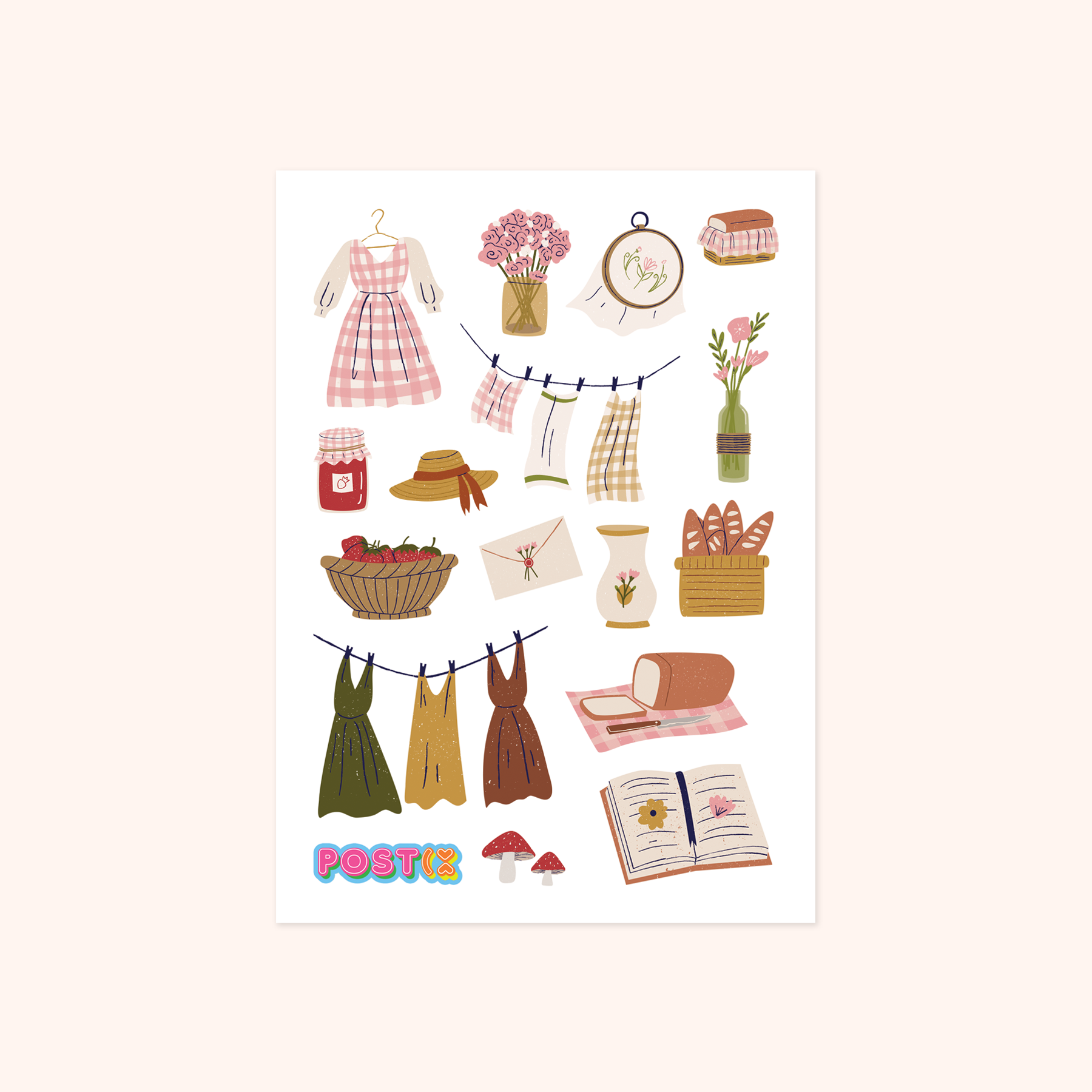 Rustic Cottagecore Dreams A6 Washi Sticker Sheet