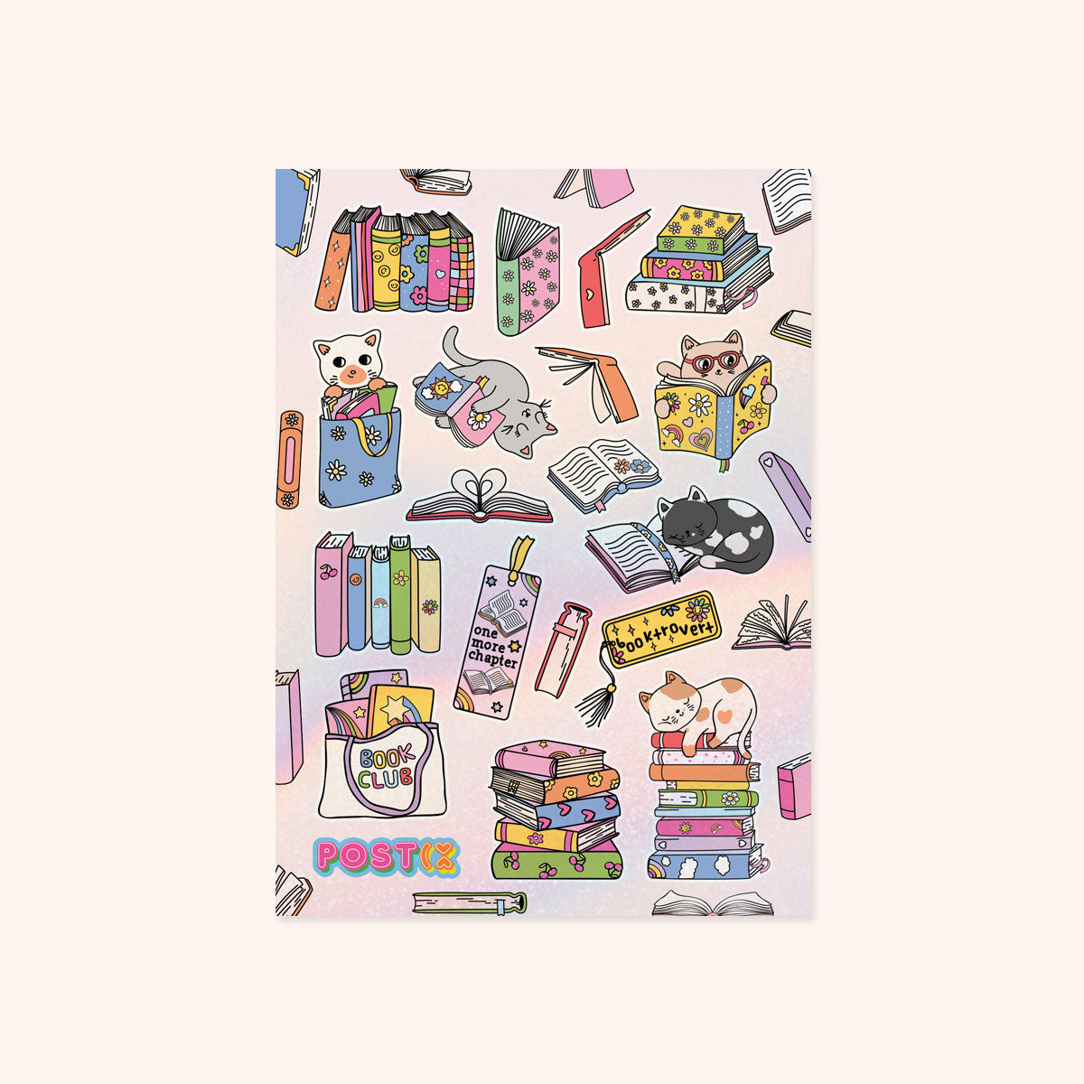 Litter-ary Cats A6 Hologram Sticker Sheet