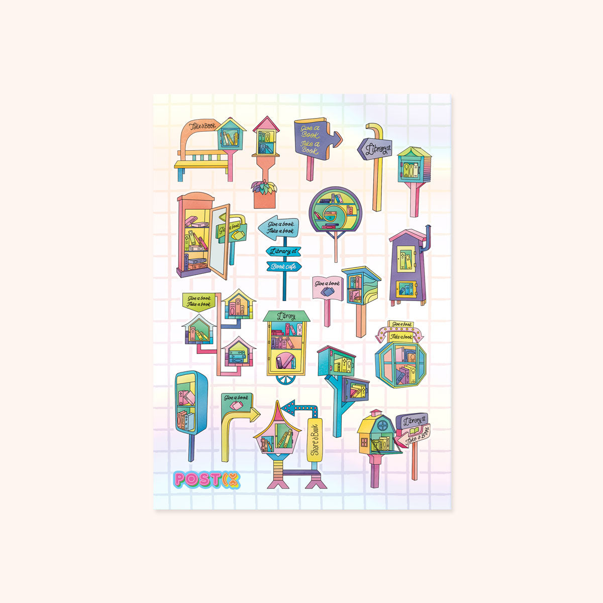 Rainbow Street Library A6 Hologram Sticker Sheet