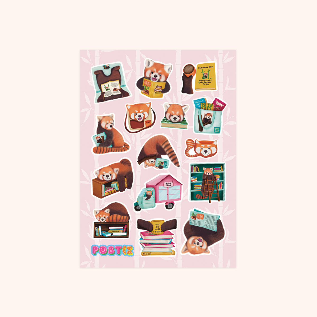 Red Panda Reads A6 Sticker Sheet