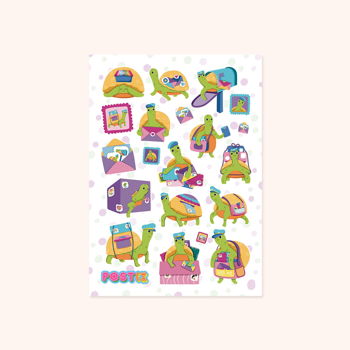Turtle Express Mail A6 Sticker Sheet