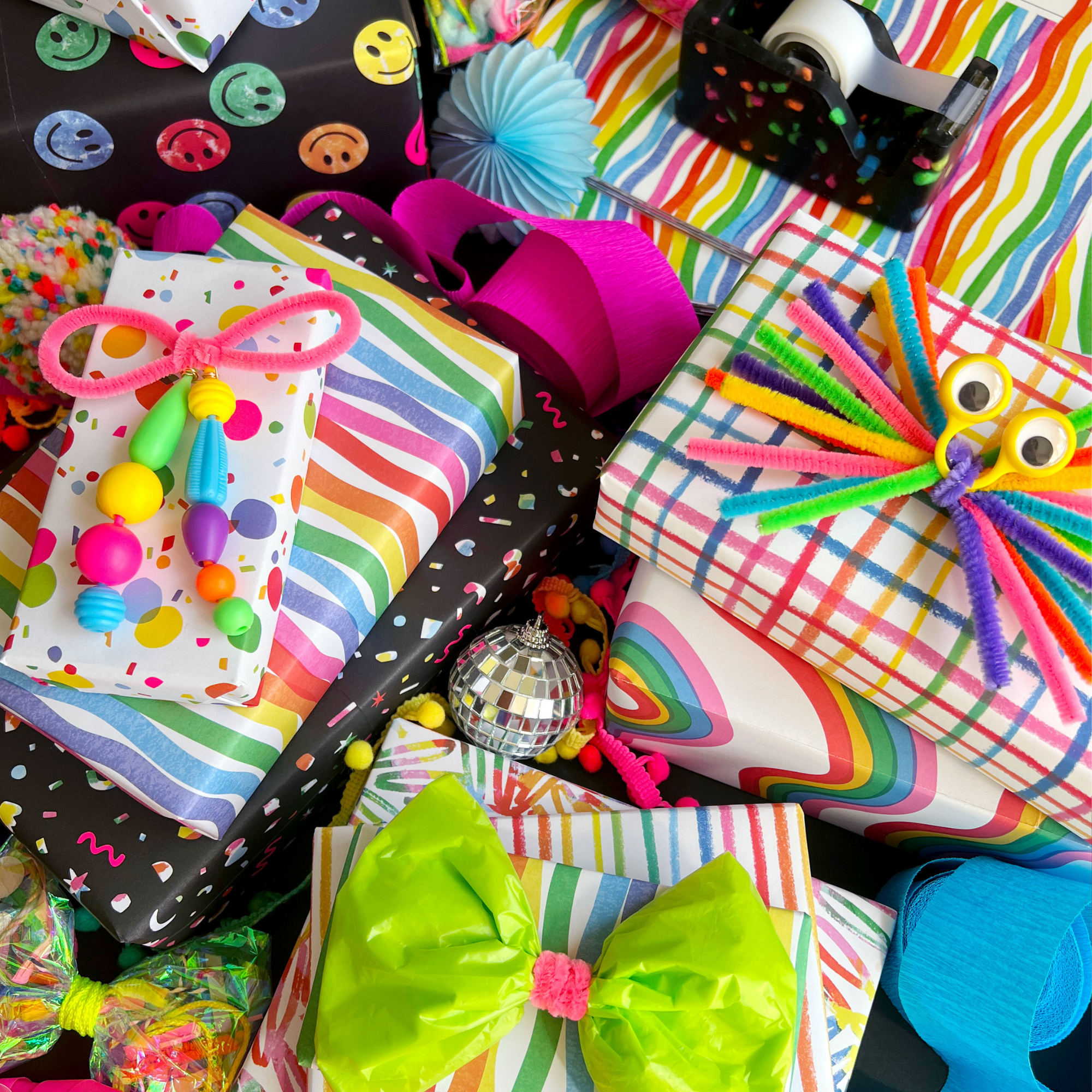 Rainbow Everything! Wrapping Paper & Stickers Bundle
