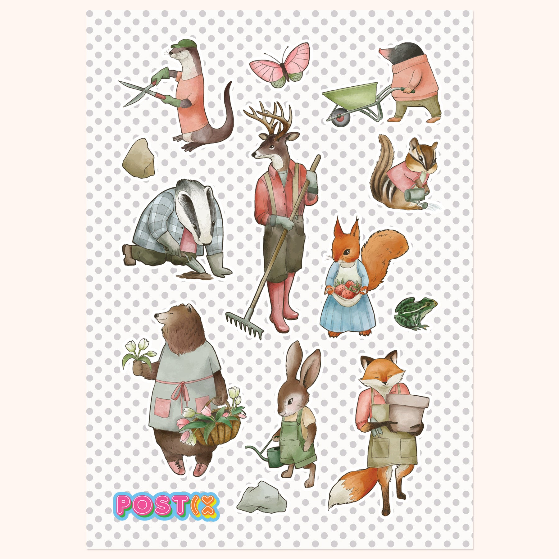 Woodland Animals Garden Large Sticker Sheet