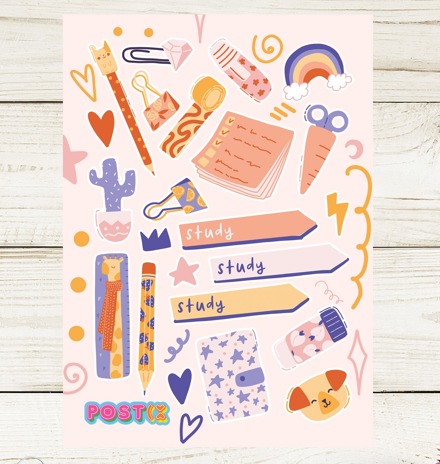 Study Time Stationery Sticker Sheet