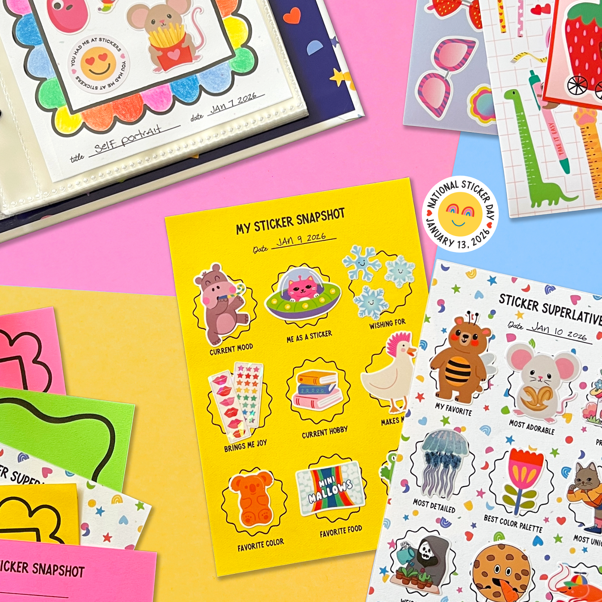 National Sticker Day activity sheets