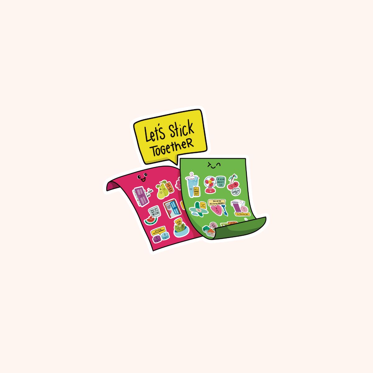 Let's Sticker Together Glitter Vinyl Sticker