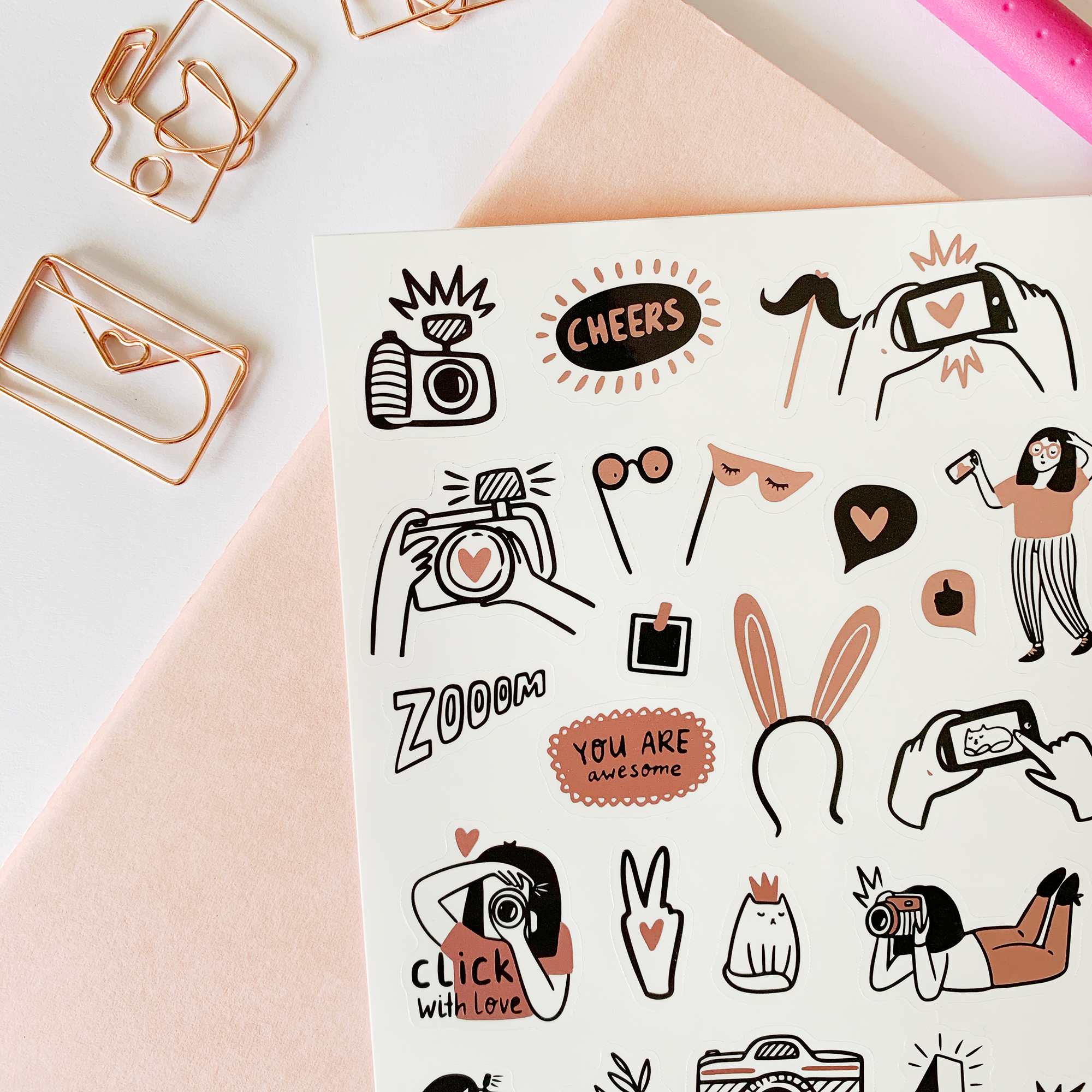 Rose Gold Catography Foil Sticker Sheet