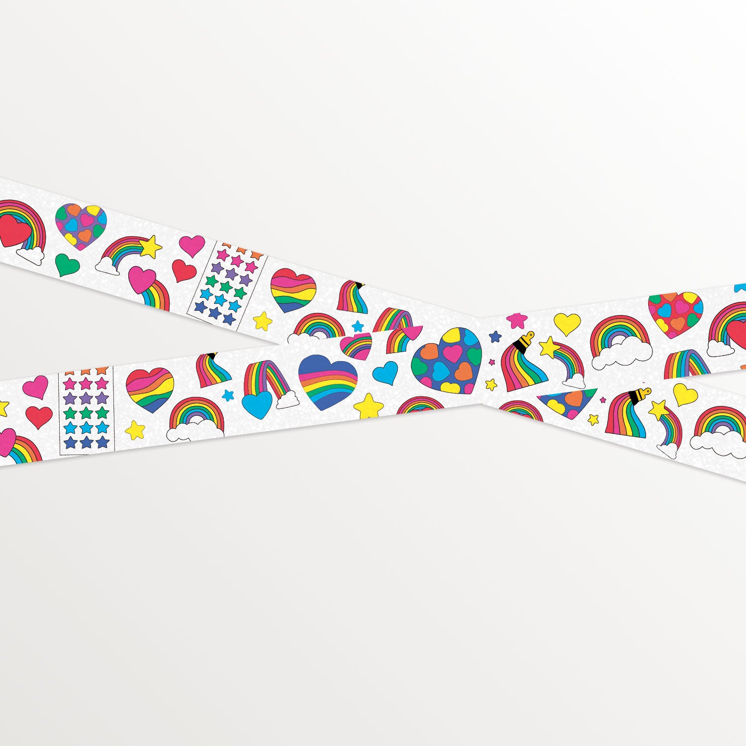 Retro Rainbows & Hearts Frosted Glitter Washi Tape