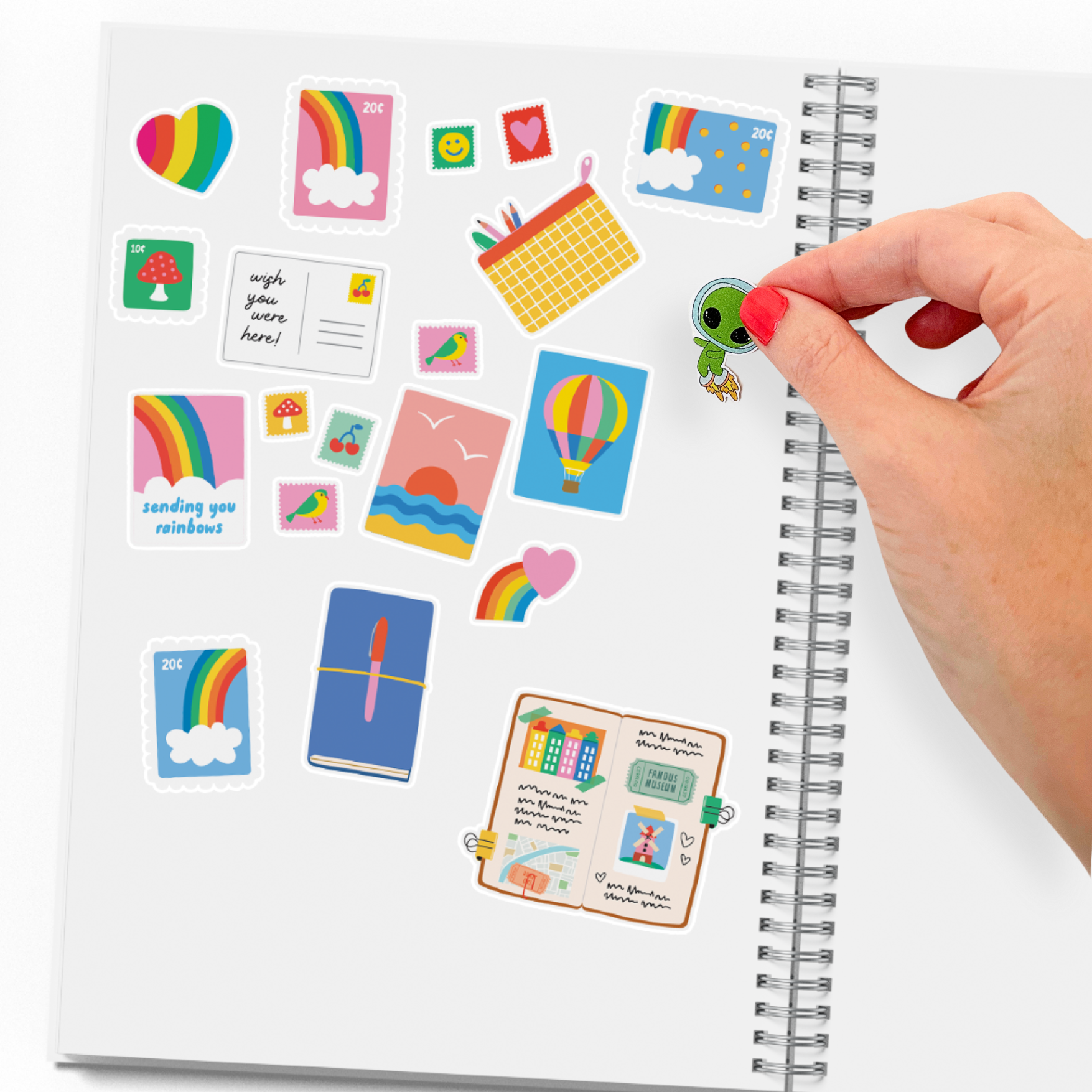 Retro Rainbows & Hearts Sticker Release Book