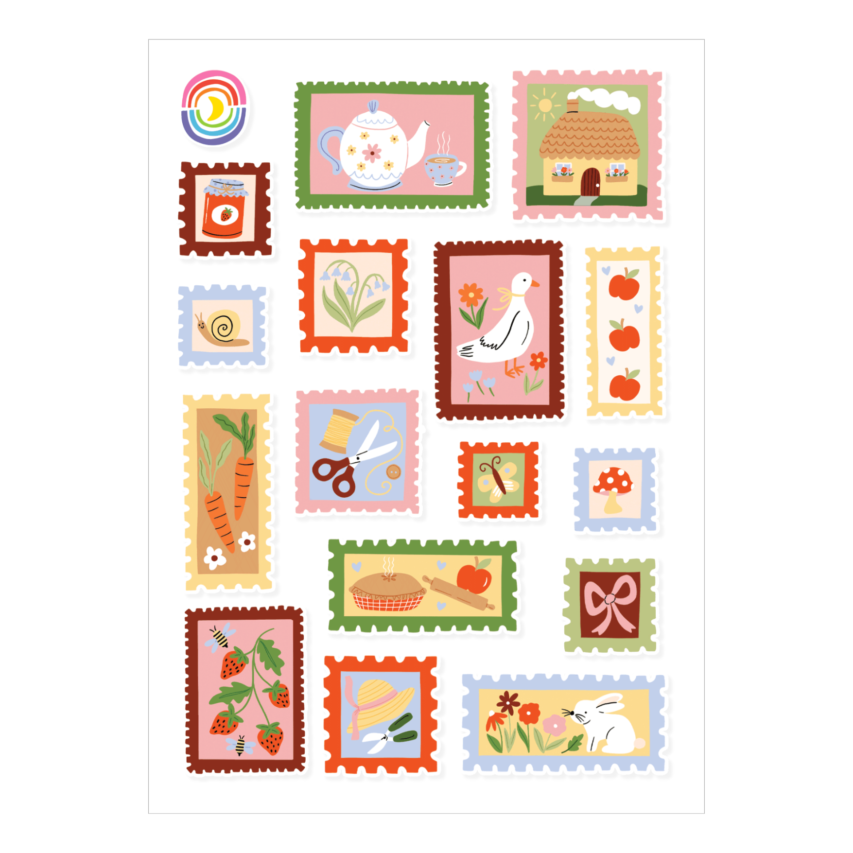 Cottagecore Stamps Sticker Sheet