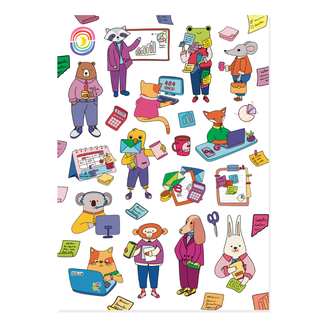 Animal Office Days Sticker Sheet