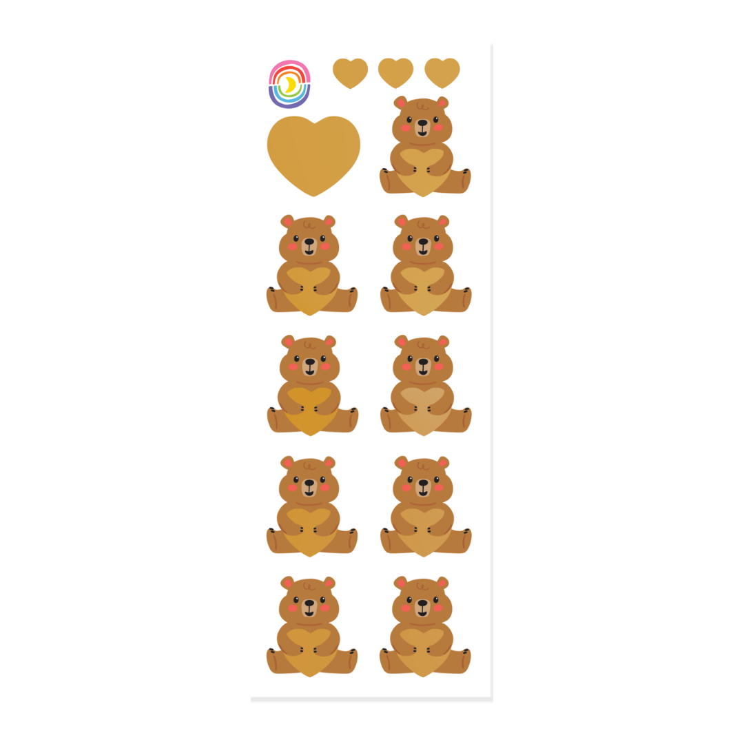 Bear Hug Gold Foil Strip Sticker Sheet
