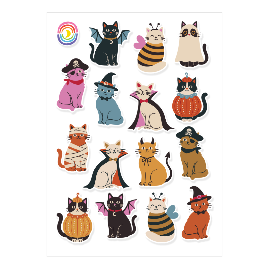 Halloween Cats Frosted Glitter Sticker Sheet