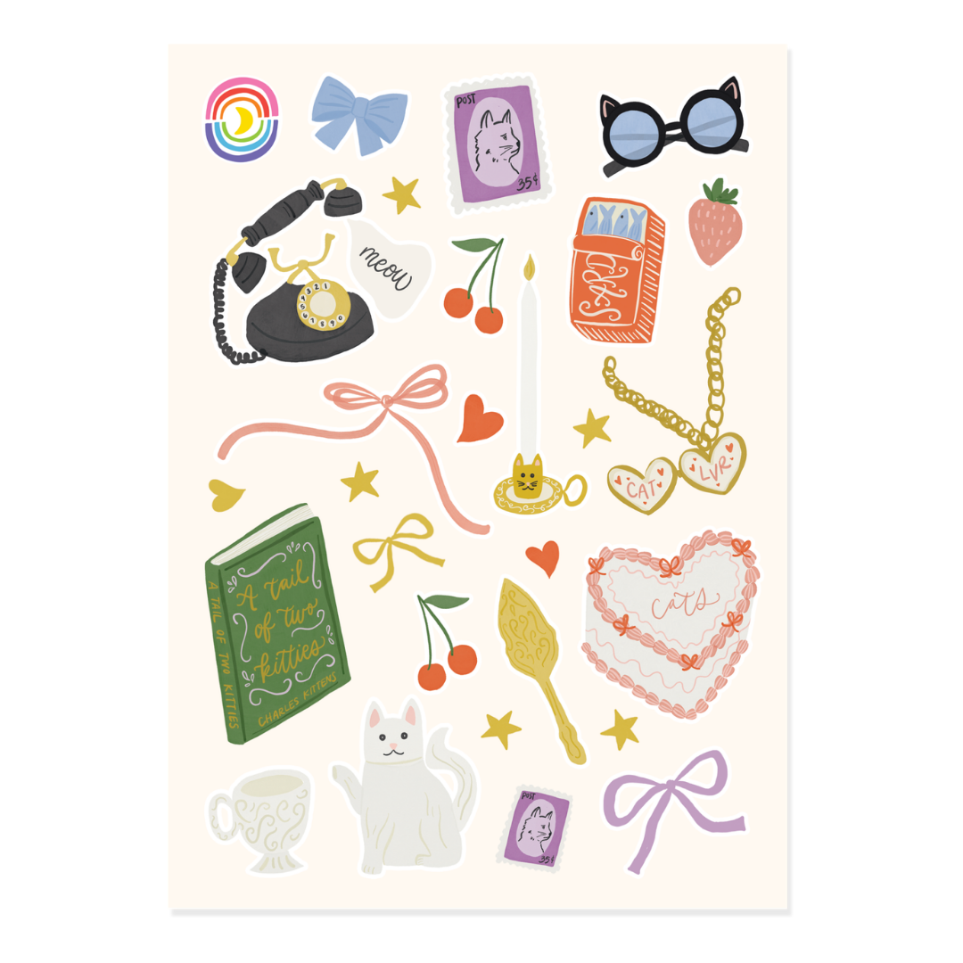 Cat Trinkets Gold Foil Sticker Sheet