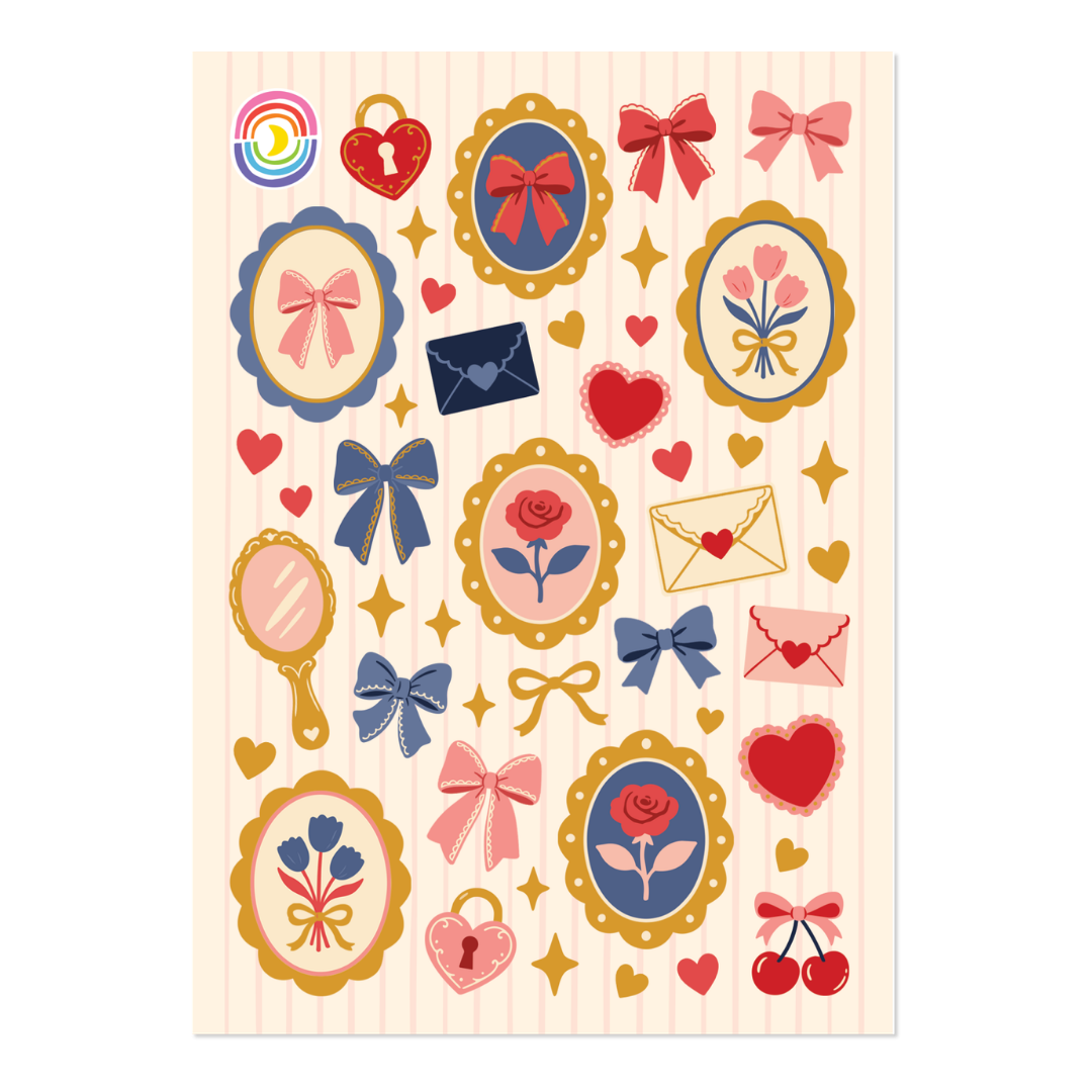 Cute Coquette Gold Foil Sticker Sheet