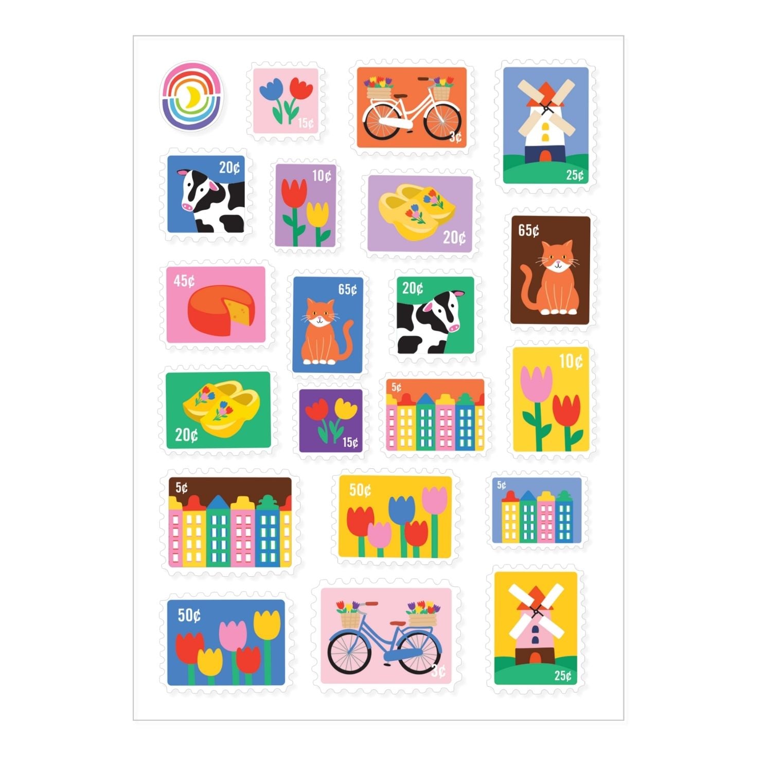 Dutch Day Stamps Transparent Sticker Sheet