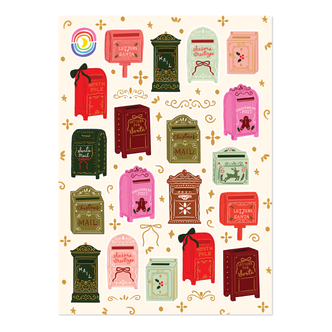 Festive Mail Boxes Sticker Sheet